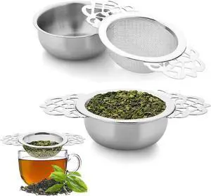 2 Pack Small Fine Mesh Tea Strainers with Bowl, Stainless Steel Loose Tea Infusers Strainers 7 cm Diameter Tea Filter with Double Wing Extender Ideal for Loose Tea Juice Coffee Filter 2 Pack Small Fine Mesh Tea Strainers with Bowl, Stainless Steel Loose Tea Infusers Strainers 7 cm Diameter Tea Filter with Double Wing Extender Ideal for Loose Tea Juice Coffee Filter