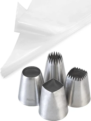 Big Piping Tips and Bags for Eclairs, Pastry & Mashed Potatoes, Manicotti Big Piping Tips and Bags for Eclairs, Pastry & Mashed Potatoes, Manicotti