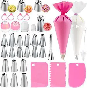 66Pcs Piping Bags and Tips Set, Cake Decorating Tools Supplies, Stainless Steel frosting tips with Reusable Pastry Bag, Cake Decorating Tips Set for DIY Pastry Dough, Cookie, Cupcake, Cake (Pink) 66Pcs Piping Bags and Tips Set, Cake Decorating Tools Supplies, Stainless Steel frosting tips with Reusable Pastry Bag, Cake Decorating Tips Set for DIY Pastry Dough, Cookie, Cupcake, Cake (Pink)
