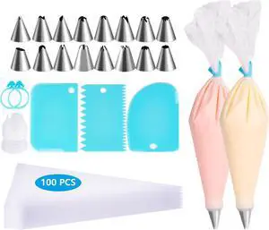 Piping Bags and Tips Set, Pastry Bag Cakes Decorating Supplies Kit Piping Bags and Tips Set, Pastry Bag Cakes Decorating Supplies Kit