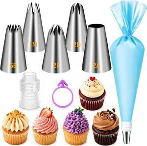 Suuker Large Piping Tips Set, 1M 2D 2F 6B 2A with Reusable Bag Suuker Large Piping Tips Set, 1M 2D 2F 6B 2A with Reusable Bag