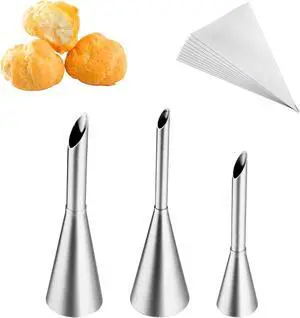 Kasmoire 3Pcs Cream Icing Piping Nozzle Tips,Stainless Steel Long Puff Nozzle Tip With 10Pcs Disposable Piping Bags,Puff Pastry Filling Cake Decorating Tools Kasmoire 3Pcs Cream Icing Piping Nozzle Tips,Stainless Steel Long Puff Nozzle Tip With 10Pcs Disposable Piping Bags,Puff Pastry Filling Cake Decorating Tools
