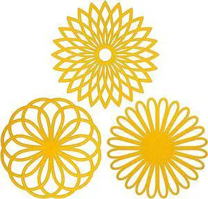 ME.FAN Silicone Trivet Mat - Kitchen Hot Pads for Pots & Dish - Insulated Teapot Trivet - Flexible, Durable, Non-Slip Large Coasters 3 Set Yellow ME.FAN Silicone Trivet Mat - Kitchen Hot Pads for Pots & Dish - Insulated Teapot Trivet - Flexible, Durable, Non-Slip Large Coasters 3 Set Yellow