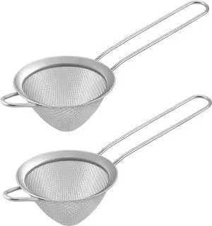 TeamFar Fine Mesh Strainer, 3.3 Stainless Steel Tea Strainer-Silver, 2PCS TeamFar Fine Mesh Strainer, 3.3 Stainless Steel Tea Strainer-Silver, 2PCS