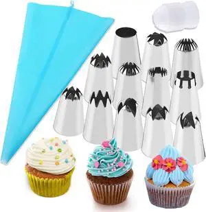 12PCS Large Piping Tips Set with Pastry Bag for Cookie, Cake & Cupcake 12PCS Large Piping Tips Set with Pastry Bag for Cookie, Cake & Cupcake