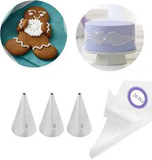 #2 Piping Tip and Bag Set, Fine Writing Tips for lettering, Cake Decorating #2 Piping Tip and Bag Set, Fine Writing Tips for lettering, Cake Decorating