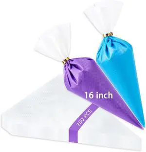 Tamodan Piping Bags Disposable 16 Inch, 100PCS Pastry Bags Extra Thick, Non-Slip Anti-Burst Frosting Bags for Cake, Cookie & Royal Icing Decorating Tamodan Piping Bags Disposable 16 Inch, 100PCS Pastry Bags Extra Thick, Non-Slip Anti-Burst Frosting Bags for Cake, Cookie & Royal Icing Decorating