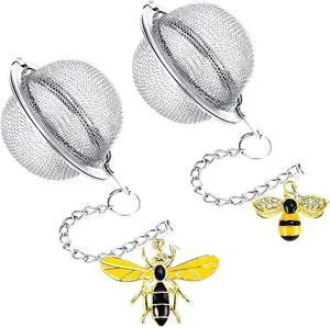 2PC Stainless Steel Mesh Tea Infuser,2.1 inch Tea Ball with Honey Bee 2PC Stainless Steel Mesh Tea Infuser,2.1 inch Tea Ball with Honey Bee