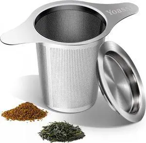 Extra Fine 18/8 Stainless Steel Tea Infuser Mesh Strainer with Large Capacity & Perfect Size Double Handles for Hanging on Teapots, Mugs, Cups to Steep Loose Leaf Tea and Coffee Extra Fine 18/8 Stainless Steel Tea Infuser Mesh Strainer with Large Capacity & Perfect Size Double Handles for Hanging on Teapots, Mugs, Cups to Steep Loose Leaf Tea and Coffee