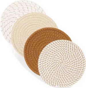 Billbotk 7" Trivets for Hot Dishes, Hot pots and Pans, 4 Heat Resistant Hot Pads, Pot Holders for Kitchen, Home Essentials for New Home and Farmhouse Decor, Fall Decorations for Home(Brown) Billbotk 7" Trivets for Hot Dishes, Hot pots and Pans, 4 Heat Resistant Hot Pads, Pot Holders for Kitchen, Home Essentials for New Home and Farmhouse Decor, Fall Decorations for Home(Brown)
