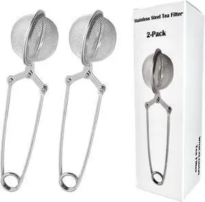 2-Pack Tea Ball Infusers, Stainless Steel Fine Mesh Tea Strainer with Long Handle for Loose Leaf Tea, Brewing, Steeping, Herbs, Spices & Seasonings 2-Pack Tea Ball Infusers, Stainless Steel Fine Mesh Tea Strainer with Long Handle for Loose Leaf Tea, Brewing, Steeping, Herbs, Spices & Seasonings