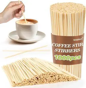 MAQIHAN 1000pcs Wooden Coffee Stirrers - Coffee Stir Sticks Disposable MAQIHAN 1000pcs Wooden Coffee Stirrers - Coffee Stir Sticks Disposable