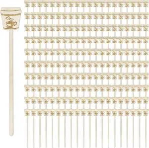200 Pieces Disposable Wooden Coffee Stirrers, 6 Inch 200 Pieces Disposable Wooden Coffee Stirrers, 6 Inch