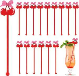CCINEE 30Pcs Pink Bow Cherry Cocktail Drink Stirrers, Swizzle Sticks for Cocktail Coffee Drinks Stirrers Galentine Valentine Birthday Wedding Bow Cherry Party Decorations CCINEE 30Pcs Pink Bow Cherry Cocktail Drink Stirrers, Swizzle Sticks for Cocktail Coffee Drinks Stirrers Galentine Valentine Birthday Wedding Bow Cherry Party Decorations