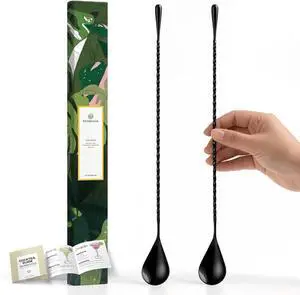 Homestia 2Pcs Bar Spoon, 12'' Cocktail Mixing Spoon, Drink Stirrers, Black Homestia 2Pcs Bar Spoon, 12'' Cocktail Mixing Spoon, Drink Stirrers, Black