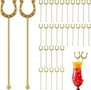 Horseshoe Drink Stirrers 6 Inch Plastic, Gold, 30 Pcs Horseshoe Drink Stirrers 6 Inch Plastic, Gold, 30 Pcs