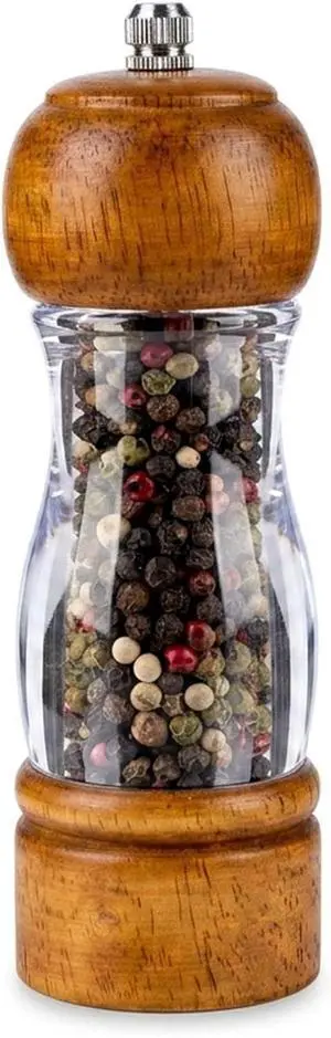6.3 inch Wood Pepper Grinder, Acrylic Salt Mill with Ceramic Core 6.3 inch Wood Pepper Grinder, Acrylic Salt Mill with Ceramic Core