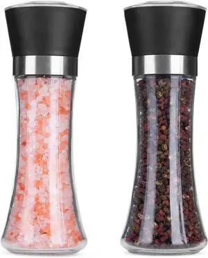 Hotder Premium Pepper and Salt Grinder Set of 2-Refillable Coarseness Adjustable Pepper Mill Shaker with Glass Body for Home,Kitchen(Two Pack) Hotder Premium Pepper and Salt Grinder Set of 2-Refillable Coarseness Adjustable Pepper Mill Shaker with Glass Body for Home,Kitchen(Two Pack)