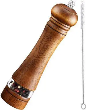 Pepper Grinder Salt Grinder Wooden Pepper Mill Grinder w/Adjustable Coarse, 8 inch Tall Wood Refillable Manual Pepper Grinder Mill Peppermill for Black Peppercorn, Easy Clean w/Cleaning Brush Pepper Grinder Salt Grinder Wooden Pepper Mill Grinder w/Adjustable Coarse, 8 inch Tall Wood Refillable Manual Pepper Grinder Mill Peppermill for Black Peppercorn, Easy Clean w/Cleaning Brush