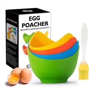 Silicone Egg Poacher Cups, 4 Pack with Stable Ring Base Silicone Egg Poacher Cups, 4 Pack with Stable Ring Base