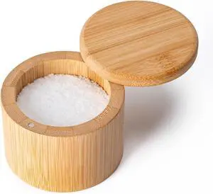 Bamboo Salt Cellar, Salt Box with Swivel Lid,Round Spice Container,6 oz Bamboo Salt Cellar, Salt Box with Swivel Lid,Round Spice Container,6 oz
