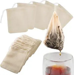 Tea Filter Bags, 50 Pack Empty Reusable Cotton Tea Bag for Loose Leaf Tea Tea Filter Bags, 50 Pack Empty Reusable Cotton Tea Bag for Loose Leaf Tea