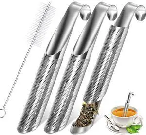 3 Pcs Tea Infuser and 1 Brush, tea diffusers for loose teaTea Infuser for Loose Tea Leaf, Coffee, Spices, Seasonings,Tea Infusers Pen with Hook 3 Pcs Tea Infuser and 1 Brush, tea diffusers for loose teaTea Infuser for Loose Tea Leaf, Coffee, Spices, Seasonings,Tea Infusers Pen with Hook