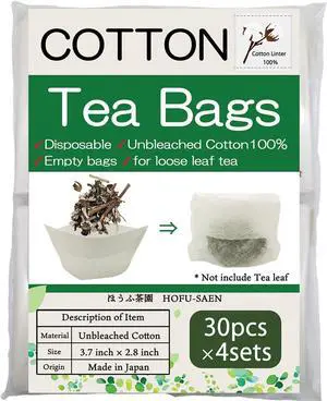 Tea bags for loose leaf tea Cotton100% Empty Disposable Unbleached Strainer Filter Bags ECO 30pcs x 4sets (3.7 x 2.8Inch) Tea bags for loose leaf tea Cotton100% Empty Disposable Unbleached Strainer Filter Bags ECO 30pcs x 4sets (3.7 x 2.8Inch)
