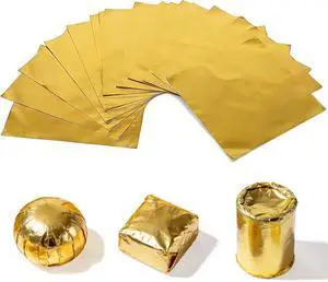 Wowagoga 200 Pcs Foil Candy Wrappers - 6x6 Inches Gold Aluminum Foils Paper Wowagoga 200 Pcs Foil Candy Wrappers - 6x6 Inches Gold Aluminum Foils Paper