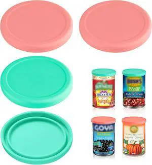 3 Inch Silicone Can Lids for Canned Food, 4 Pack Can Cover for for Chef Boyardee, Van Camp's, Goya, Bush's Best, Farmer's Market Can, Fit Most Standard Size, Dishwasher Safe 3 Inch Silicone Can Lids for Canned Food, 4 Pack Can Cover for for Chef Boyardee, Van Camp's, Goya, Bush's Best, Farmer's Market Can, Fit Most Standard Size, Dishwasher Safe