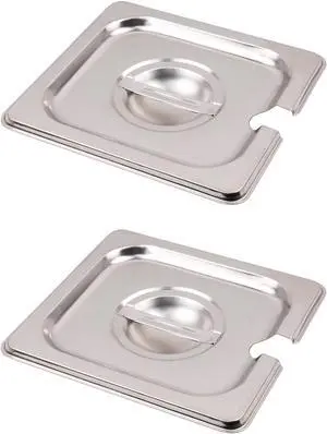 MY MIRONEY 2PCS Stainless Steel 1/6 Size Steam Table Pan Covers MY MIRONEY 2PCS Stainless Steel 1/6 Size Steam Table Pan Covers