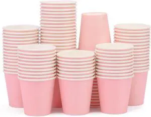100 Pack 3 oz Pink Bathroom Cups, Mouthwash Cups, Small Paper Cups 100 Pack 3 oz Pink Bathroom Cups, Mouthwash Cups, Small Paper Cups