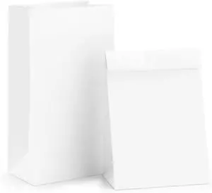 BagDream #4 White Paper Lunch Bags 5x2.95x9.45" Kraft Paper Bags 50Pcs Bulk BagDream #4 White Paper Lunch Bags 5x2.95x9.45" Kraft Paper Bags 50Pcs Bulk