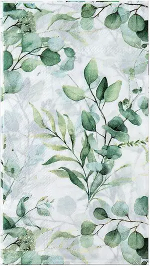 WRAPAHOLIC 25Pcs Green Leaves Eucalyptus Paper Paper Napkins - Guest Disposable Hand Towels for Bathroom, Bridal and Baby Shower, Tea Party, Garden Party, Birthday Party - 4.3 x 7.9 In WRAPAHOLIC 25Pcs Green Leaves Eucalyptus Paper Paper Napkins - Guest Disposable Hand Towels for Bathroom, Bridal and Baby Shower, Tea Party, Garden Party, Birthday Party - 4.3 x 7.9 In