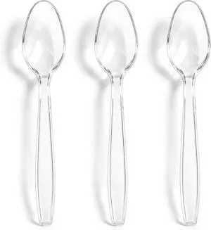 120 Count Heavy Duty Clear Plastic Spoons, Solid Disposable Spoons 120 Count Heavy Duty Clear Plastic Spoons, Solid Disposable Spoons