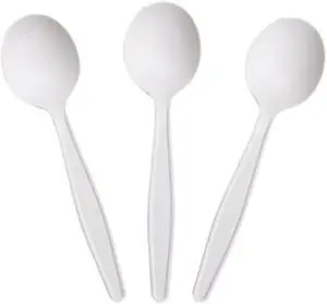 Eco-Friendly 6" Disposable Soup Spoons - 50 Pack Heavy Duty Disposable Silverware, Extra-Length Cornstarch Serving Spoons for Hot Soup, Ice Cream,Chili, Parties (Ivory) Eco-Friendly 6" Disposable Soup Spoons - 50 Pack Heavy Duty Disposable Silverware, Extra-Length Cornstarch Serving Spoons for Hot Soup, Ice Cream,Chili, Parties (Ivory)