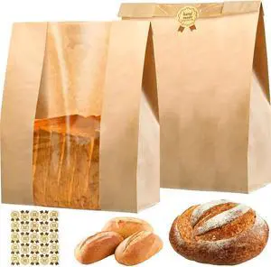 10 Pack Large Paper Bakery Sourdough Bags With Clear Window for Homemade Bread - Food Packaging Storage (13.7x8.2x3.5 Inch) (Brown) 10 Pack Large Paper Bakery Sourdough Bags With Clear Window for Homemade Bread - Food Packaging Storage (13.7x8.2x3.5 Inch) (Brown)