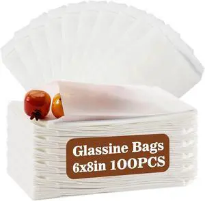 MAQIHAN 100 Wax Paper Sandwich Bags - 6"x8" White Paper Lunch Bags for Food MAQIHAN 100 Wax Paper Sandwich Bags - 6"x8" White Paper Lunch Bags for Food