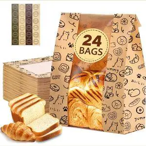 24Pcs Bread Bags for Homemade Bread, Sourdough Bags with Window 24Pcs Bread Bags for Homemade Bread, Sourdough Bags with Window