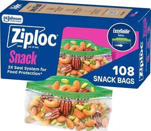 Ziploc Snack Bags, Food Storage, Easy Open & Close, 108 Count Ziploc Snack Bags, Food Storage, Easy Open & Close, 108 Count