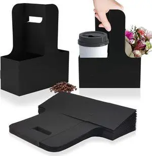 2 Cup Disposable Drink Carrier for Delivery with Handle,15 Count Black Paperboard Cup Holder,Cup Carriers for Hot or Cold Drinks,Coffee Carrier, Food Delivery,Take Out Cup Carriers (Black, 15 PCs) 2 Cup Disposable Drink Carrier for Delivery with Handle,15 Count Black Paperboard Cup Holder,Cup Carriers for Hot or Cold Drinks,Coffee Carrier, Food Delivery,Take Out Cup Carriers (Black, 15 PCs)