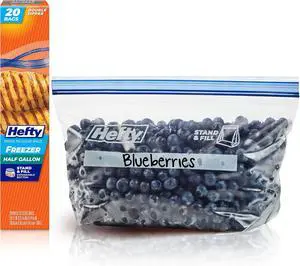Hefty Press to Close Freezer Bags, Half Gallon Size, 20ct Hefty Press to Close Freezer Bags, Half Gallon Size, 20ct