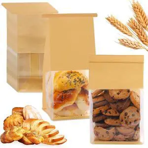 HONKID Bread and Cookie Bags with Seal, 50 Pack 11 x 5.1 x 3.9 Inches Bakery Bags with Window Reusable Tin Tie Tab Lock for Sealed Baked Goods Packaging for Pastry Bagels Breads Treats Cookies Brown HONKID Bread and Cookie Bags with Seal, 50 Pack 11 x 5.1 x 3.9 Inches Bakery Bags with Window Reusable Tin Tie Tab Lock for Sealed Baked Goods Packaging for Pastry Bagels Breads Treats Cookies Brown