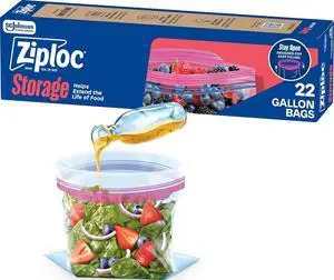 Ziploc Gallon Food Storage Bags, Stand-Up Bottom, Easy to Fill, 22 Count Ziploc Gallon Food Storage Bags, Stand-Up Bottom, Easy to Fill, 22 Count