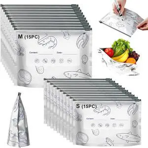 Bolsas de aluminio para congelar Reusable Aluminum Foil Freezer Bags Cleanomic Zip Bags Foil Bags with Markable Surface 2 Sizes 30 Pack Bolsas de aluminio para congelar Reusable Aluminum Foil Freezer Bags Cleanomic Zip Bags Foil Bags with Markable Surface 2 Sizes 30 Pack