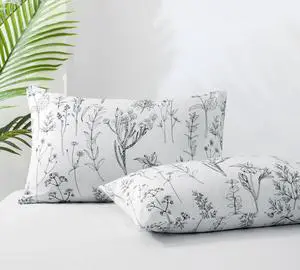 Standard Size Pillow Cases Set of 2, 20x26, Black and White Plant Patterns Standard Size Pillow Cases Set of 2, 20x26, Black and White Plant Patterns