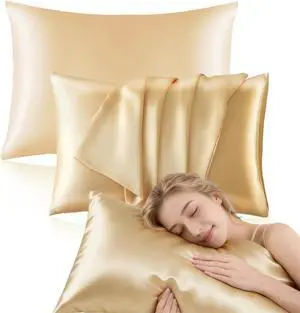 Satin Pillowcase for Hair and Skin, 2 Pack Soft Silky Pillow, Cooling and Wrinkle Resistant, Available in Standard/Queen/King Sizes, 6 Colors (Champagne Gold, Queen (U.S. Standard)) Satin Pillowcase for Hair and Skin, 2 Pack Soft Silky Pillow, Cooling and Wrinkle Resistant, Available in Standard/Queen/King Sizes, 6 Colors (Champagne Gold, Queen (U.S. Standard))