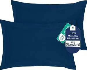 Royale Linens Pillow Shams 2 Pack Standard Size 20x26 Inch- Brushed 1800 Microfiber - Bed Pillow Shams, Wrinkle Resistant Super Soft and Cozy- Back Overlap Closure - Oxford Pillowcase (Standard, Navy) Royale Linens Pillow Shams 2 Pack Standard Size 20x26 Inch- Brushed 1800 Microfiber - Bed Pillow Shams, Wrinkle Resistant Super Soft and Cozy- Back Overlap Closure - Oxford Pillowcase (Standard, Navy)