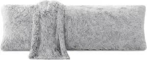 Fuzzy Body Pillow Cover, 20"x 54" Furry Body Pillow Pillowcase, Faux Fur Long Pillow Cover with Zipper, Fluffy Soft Plush Decorative Pillow Cases for Bedroom (Grey) Fuzzy Body Pillow Cover, 20"x 54" Furry Body Pillow Pillowcase, Faux Fur Long Pillow Cover with Zipper, Fluffy Soft Plush Decorative Pillow Cases for Bedroom (Grey)