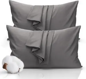 Queen Size Pillowcase Set - 500 Thread Count, 100% Cotton Sateen, 20" x 30" Set of 2 Pillow Covers, Cooling, Breathable, Soft for Ultimate Sleep Pillows Not Included Gray Queen Size Pillowcase Set - 500 Thread Count, 100% Cotton Sateen, 20" x 30" Set of 2 Pillow Covers, Cooling, Breathable, Soft for Ultimate Sleep Pillows Not Included Gray